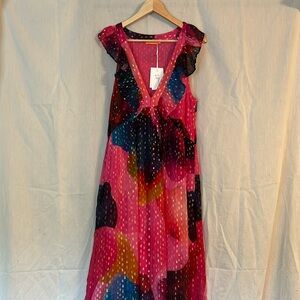Oliphant Dress, pink/multi color with Gold Accent NWT